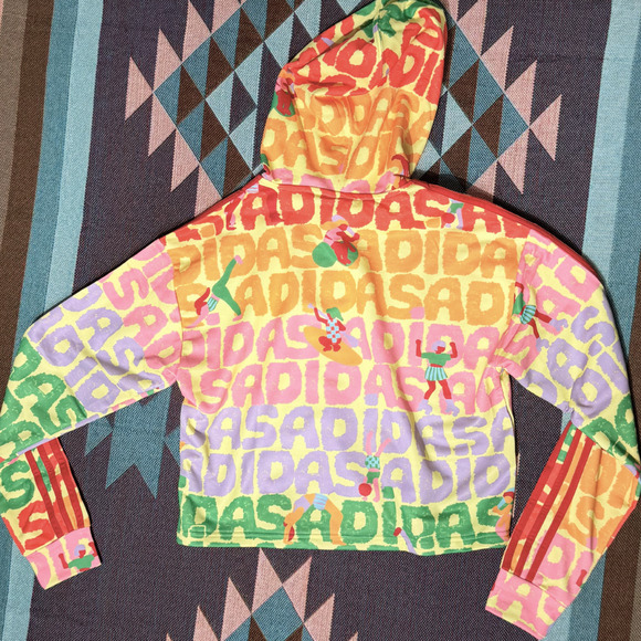 NWT adidas x FARM RIO 3-Stripes Hoodie Pearl Citrine (HS1196) SIZE SMALL Rare - Picture 3 of 8